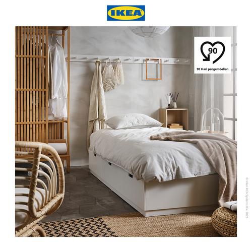 [EZO.0500036] IKEA NORDLI Rangka Tempat Tidur Dengan Penyimpanan Putih 120x200cm