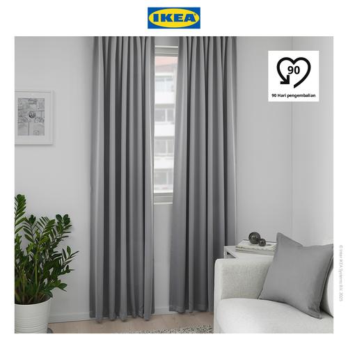 [EZO.0500055] IKEA MAJGULL Gorden Anti Tembus Cahaya 1 Pasang Abu-Abu 145x250 cm