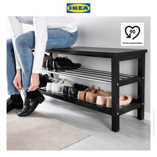 [EZO.0500056] IKEA TJUSIG Bangku Serbaguna dengan Tempat Sepatu Hitam 108x34x50cm