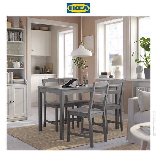 [EZO.0500068] IKEA HAUGA Meja Makan Minimalis Abu-Abu/Veneer Kayu 118x74cm