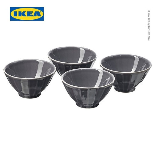 [EZO.0500072] IKEA STRIMMIG Piring Cekung Tembikar Abu-Abu Muda 23cm Isi 4pcs