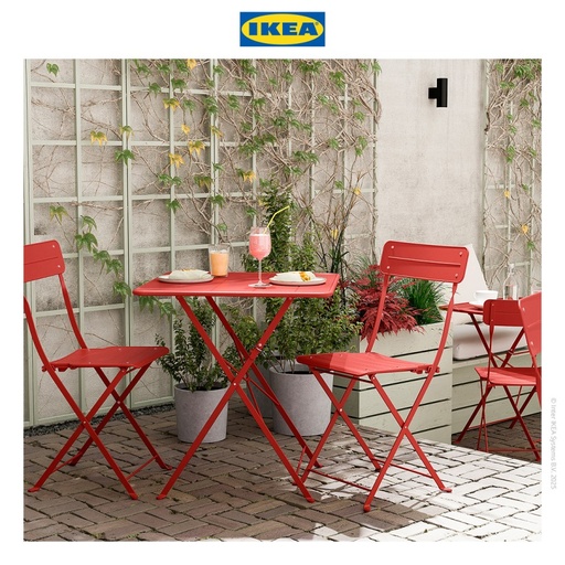 [EZO.0500073] IKEA SUNDSO Meja Luar Ruangan Merah Terang 65x65cm