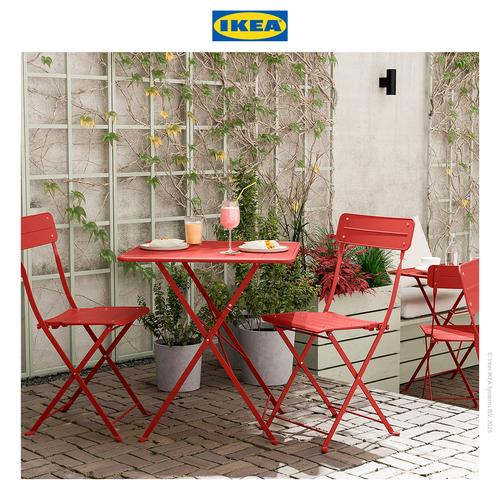 [EZO.0500073] IKEA SUNDSO Meja Luar Ruangan Merah Terang 65x65cm