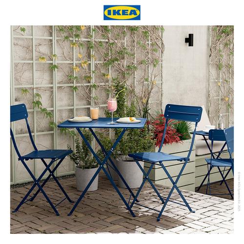 [EZO.0500077] IKEA SUNDSO Meja Luar Ruangan Biru Tua 65x65cm