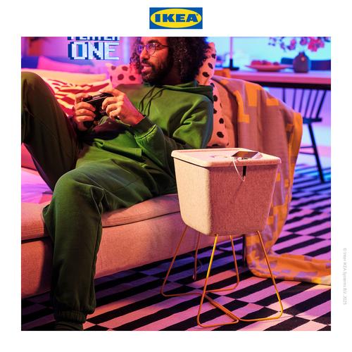[EZO.0500085] IKEA BRANNBOLL Keranjang Penyimpanan Serbaguna Abu-Abu/Kuning 30x33x30cm