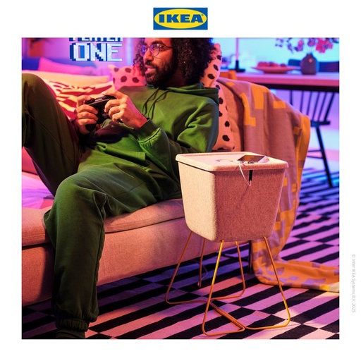 [EZO.0500085] IKEA BRANNBOLL Keranjang Penyimpanan Serbaguna Abu-Abu/Kuning 30x33x30cm