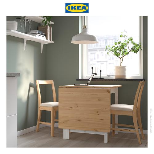 [EZO.0500095] IKEA PINNTORP Meja Lipat Minimalis Cokelat Muda/Putih 67/124x75cm