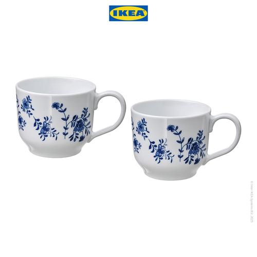 [EZO.0500098] IKEA ENTUSIASM Mug / Cangkir Besar Berpola 50cl Isi 2pcs