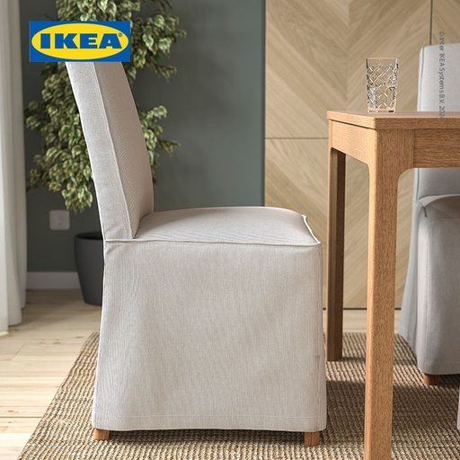 [EZO.0500111] IKEA BERGMUND Kursi Makan Bersarung Panjang Efek Kayu Oak KOLBODA Krem/Abu