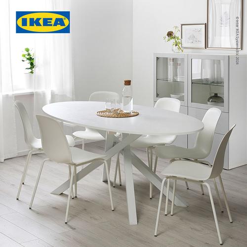 [EZO.0500113] IKEA MARIEDAMM Meja Minimalis Putih/Kesan Batu Putih 180x100cm