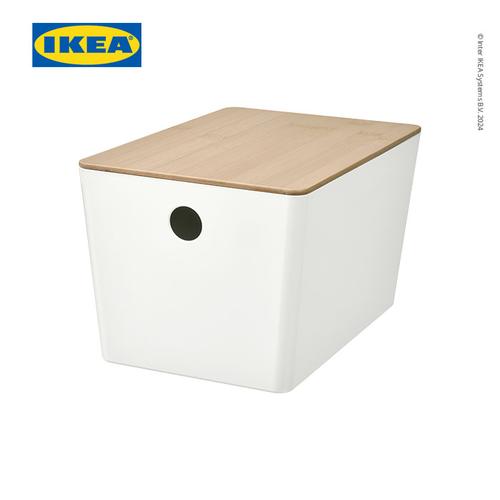 [EZO.0500125] IKEA KUGGIS Kotak Penyimpanan Dengan Tutup Bambu 18x26x15cm