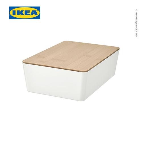 [EZO.0500126] IKEA KUGGIS Kotak Penyimpanan Dengan Tutup Bambu 18x26x8cm