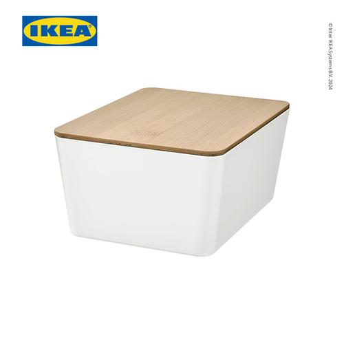 [EZO.0500130] IKEA KUGGIS Kotak Penyimpanan Dengan Tutup Bambu 13x18x8cm