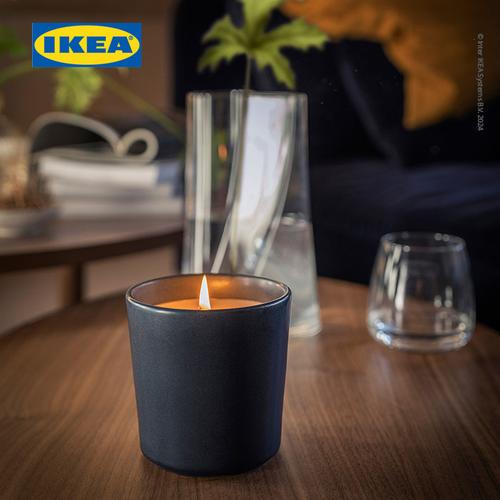 [EZO.0500197] IKEA FRUKTSKOG Lilin Beraroma Dengan Toples Keramik Vetiver & Geranium Tahan 50 Jam