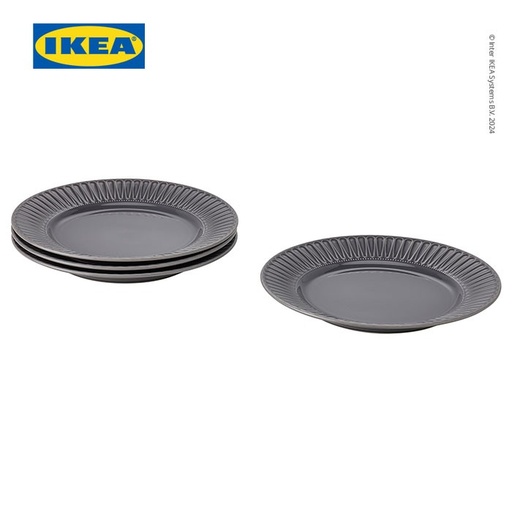 [EZO.0500236] IKEA STRIMMIG Piring Kecil Minimalis Abu-Abu 27cm Isi 4pcs