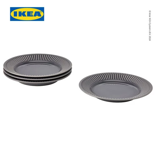 [EZO.0500241] IKEA STRIMMIG Piring Kecil Minimalis Abu-Abu 21cm Isi 4pcs