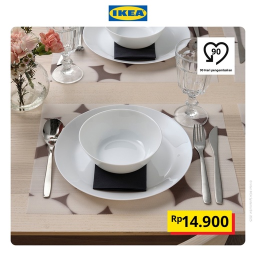 [EZO.0500282] IKEA VARKLYNNE Alas Piring Berpola Hitam/Putih 36x29cm
