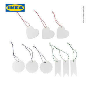 [EZO.0500306] IKEA FONSTERFIKUS Set Label Dengan Tali Putih Isi 9pcs