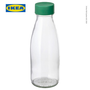 [EZO.0500327] IKEA SPARTANSK Botol Minum Kaca Bening / Hijau 0.5L