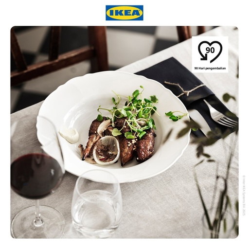 [EZO.0500414] IKEA UPPLAGA Piring Cekung Putih 26cm