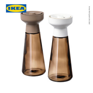 [EZO.0500490] IKEA HALVTOM Stoples Penggiling Bumbu Garam/Lada Kaca/Cokelat 19cm Isi 2pcs