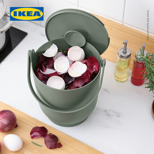 [EZO.0500519] IKEA FARMARKVAST Tempat Sampah Dengan Tutup Untuk Limbah Organik 4L
