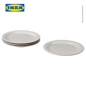 [EZO.0500524] IKEA SANDSKADDA Piring Makan Abu-Abu Muda/Krem 26cm Isi 4pcs