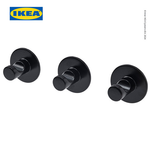 [EZO.0500624] IKEA SKOGHALL Pengait Tempel HItam Isi 3pcs