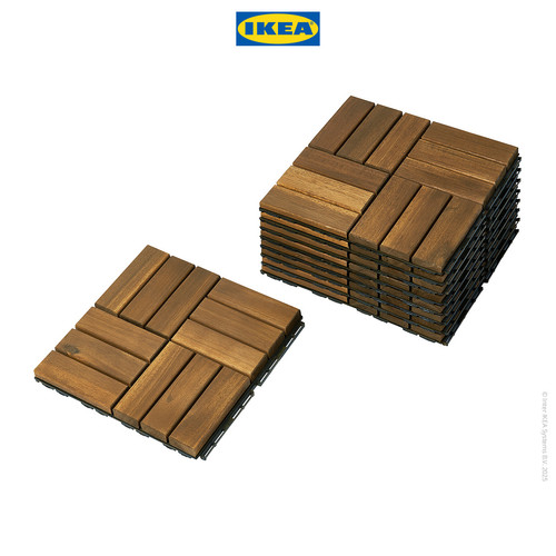[EZO.0500655] IKEA RUNNEN Decking Tile Lantai Bongkar Pasang Akasia 0.81 m² Isi 9Pcs