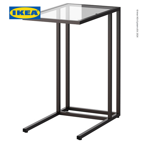 [EZO.0500670] IKEA VITTSJO Meja Kerja / Meja Laptop / Stand Laptop Kaca Hitam-Cokelat Minimalis 35x65cm