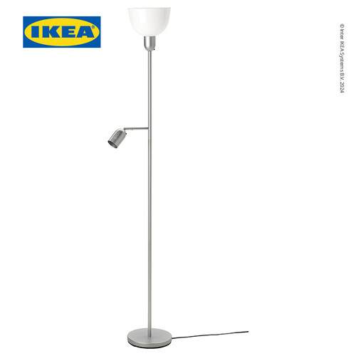 [EZO.0500685] IKEA HEKTOGRAM Lampu Lantai Sorot Atas / Lampu Baca Minimalis Perak/Putih