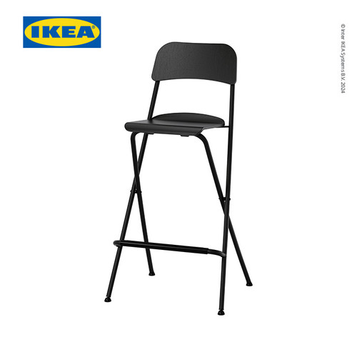 [EZO.0500720] IKEA FRANKLIN Kursi Bar Minimalis Dengan Sandaran Hitam 74cm