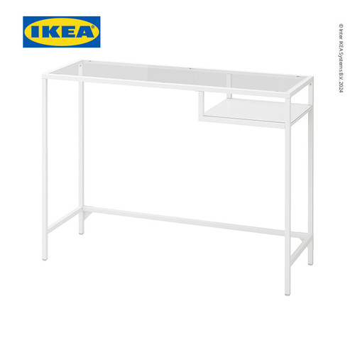 [EZO.0500722] IKEA VITTSJO Meja Kerja / Meja Laptop Kaca Putih Serbaguna 100x36 cm