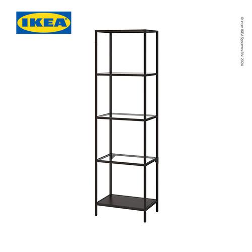 [EZO.0500761] IKEA VITTSJO Unit Rak Serbaguna Minimalis Hitam-Cokelat/Kaca 51x175 cm