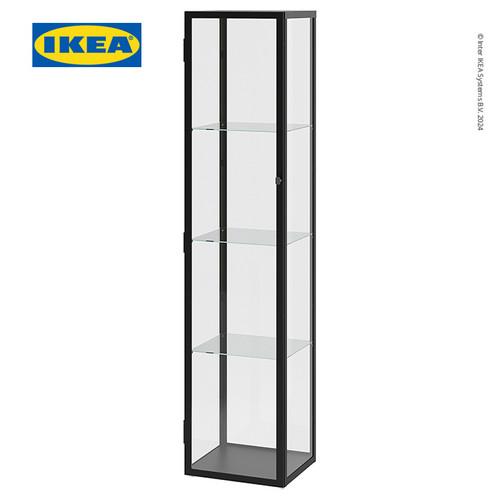 [EZO.0500784] IKEA BLALIDEN Kabinet Pajangan Dengan Pintu Kaca Hitam 35x32x151 cm