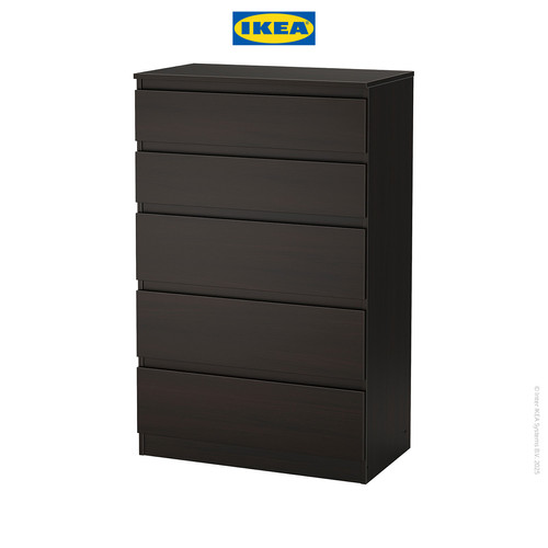 [EZO.0500785] IKEA KULLEN Lemari 5 Laci Hitam-Cokelat Minimalis 70x112 cm