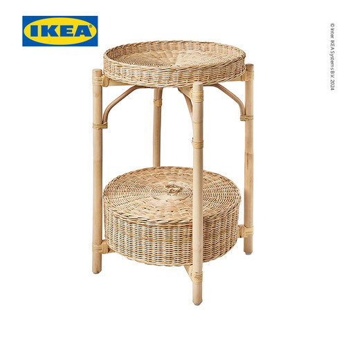 [EZO.0500789] IKEA TOLKNING Meja Samping Tempat Tidur Buatan Tangan Bahan Rotan 52cm