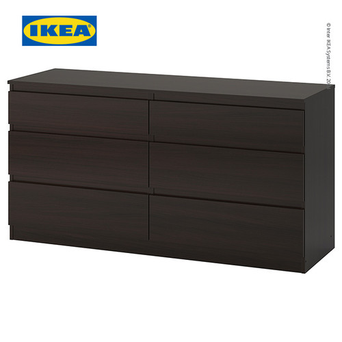 [EZO.0500793] IKEA KULLEN Lemari 6 Laci Hitam-Cokelat Minimalis 140x72 cm