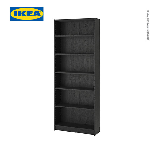 [EZO.0500797] IKEA BILLY Rak Buku Minimalis Hitam Efek Kayu Oak Berkualitas 80x28x202 cm