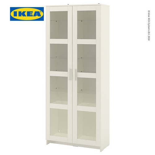 [EZO.0500818] IKEA BRIMNES Kabinet Penyimpanan Dengan Pintu Kaca Putih 80x190 cm