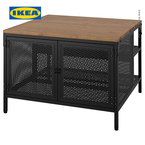 [EZO.0500820] IKEA FJALLBO Meja Tamu Dengan Unit Penyimpanan Hitam 68x68x48 cm