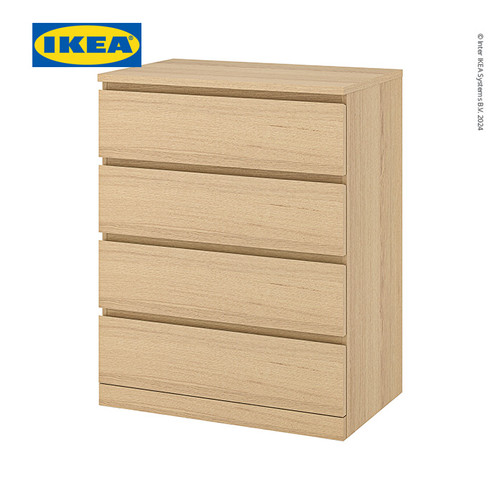 [EZO.0500822] IKEA MALM Lemari Laci 4 Susun Minimalis Veneer Kayu Oak 80x100 cm