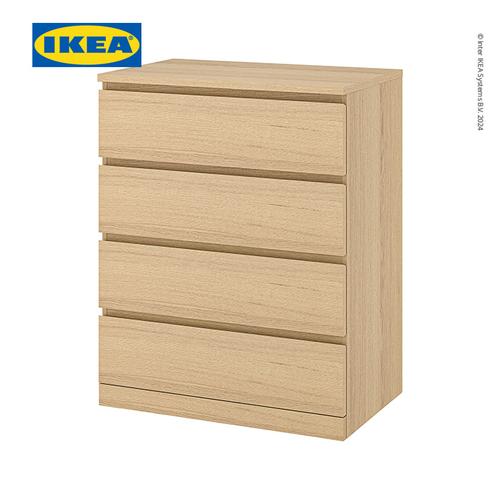 [EZO.0500822] IKEA MALM Lemari Laci 4 Susun Minimalis Veneer Kayu Oak 80x100 cm