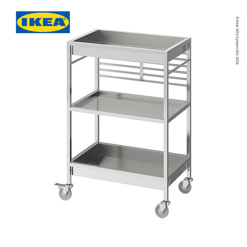 [EZO.0500828] IKEA KUNGSFORS Troli Dapur dengan 3 Rak Bahan Baja Tahan Karat 60x40 cm