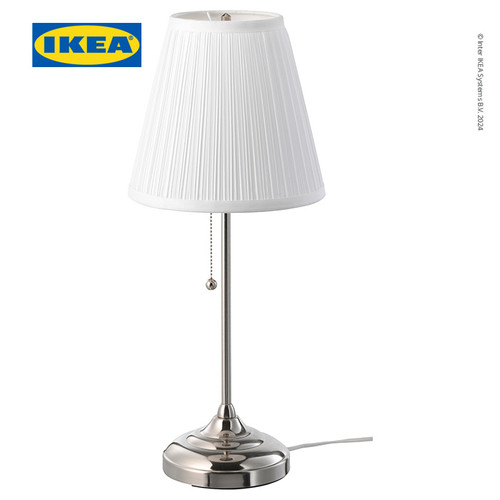 [EZO.0500893] IKEA ARSTID Lampu Meja / Lampu Baca Dilapisi Nikel/Putih Minimalis