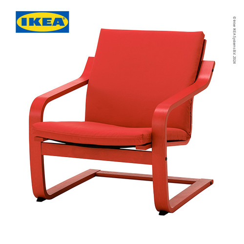 [EZO.0500920] IKEA POANG Kursi Berlengan Sandaran Rendah Untuk Santai Merah / Vissle Merah