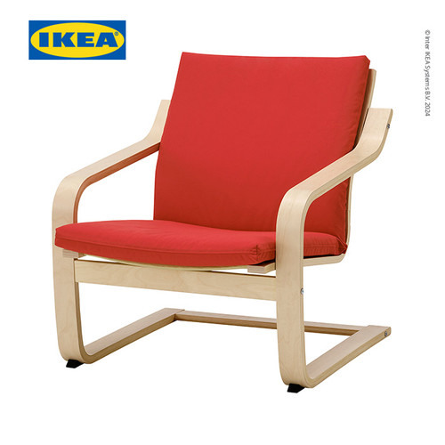 [EZO.0500922] IKEA POANG Kursi Berlengan Sandaran Rendah Untuk Santai Krem / Vissle Merah