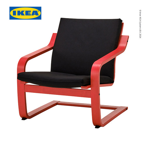 [EZO.0500923] IKEA POANG Kursi Berlengan Sandaran Rendah Untuk Santai Merah / Vissle Hitam