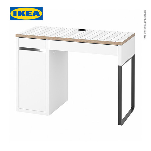 [EZO.0500947] IKEA MICKE Meja Kerja dengan Laci Putih/Antrasit 105x50 cm