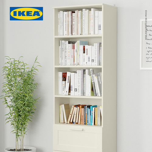 [EZO.0500951] IKEA BRIMNES Rak Buku Dengan 2 Laci Minimalis Putih Berkualitas 60x190 cm